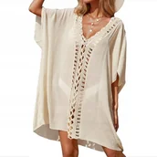 Bluzki damskie - PAREO LETNIA TUNIKA PLAŻOWA ZWIEWNA SUKIENKA DAMSKA NARZUTKA BOHO NA PLAŻĘ - miniaturka - grafika 1