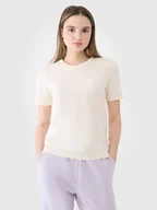Koszulki i topy damskie - 4F T-shirt regular gładki bawełniany damski 4FWSS25TTSHF1991-11S Biały Roz. S - miniaturka - grafika 1