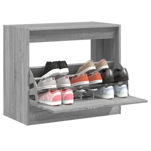 Szafka na buty szara Sonoma 80x42x69 cm materiał drewnopochodny - Szafki na buty - miniaturka - grafika 1