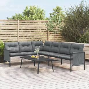 vidaXL Ogrodowa sofa narożna, antracytowa, stal i textilene - Meble ogrodowe - miniaturka - grafika 1