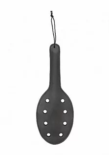 Akcesoria BDSM - Boss Of Toys Saddle Leather Paddle With 8 Holes - Black 36-PAI020BLK - grafika 1