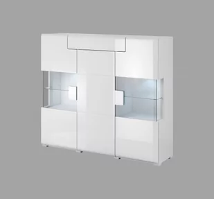 TOLEDO BIAŁY POŁYSK Komoda wysoka 3D (2xszkło) 1S - Komody - miniaturka - grafika 1