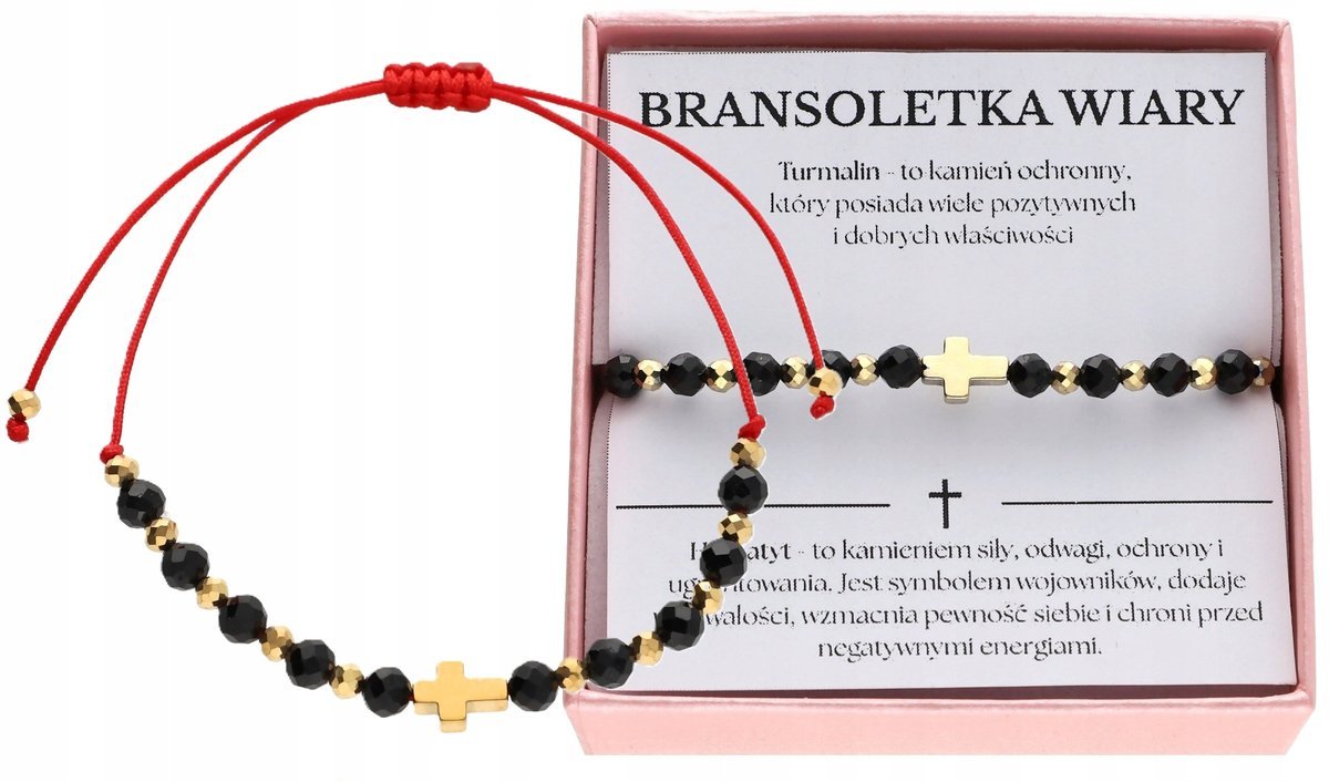 Bransoletka różaniec z turmalinem i hematytem BRANSOLETKA WIARY Z INTENCJĄ