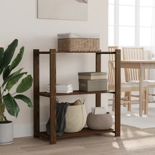 The Living Store Regał z 3 półkami - brązowy - 80x38x90 cm - lite drewno sosnowe - Regał - Szafy i regały magazynowe - miniaturka - grafika 1