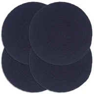 Obrusy i serwetki - vidaXL Maty na stół, 4 szt., gładkie, granatowe, 38 cm, okrągłe - miniaturka - grafika 1