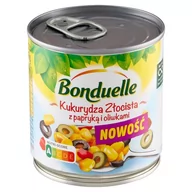Warzywa w marynacie - Bonduelle Kukurydza złocista z papryką i oliwkami 170 g - miniaturka - grafika 1
