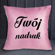 Gadżety dla niej i dla niego - Brokatowa poduszka z Twoim nadrukiem - różowa - miniaturka - grafika 1