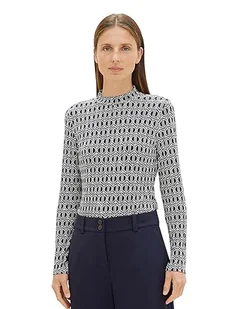 TOM TAILOR Damska koszulka z długim rękawem, 33984 - Navy Geometrics Print, XL - Koszulki i topy damskie - miniaturka - grafika 1