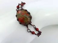 Bransoletki - Bransoletka miedź, jaspis unakit, obwód 17-21 cm, znak Barana, Byka, Bliźniąt - miniaturka - grafika 1