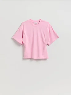 Reserved - Taliowany t-shirt - różowy - Koszulki i topy damskie - miniaturka - grafika 1