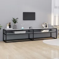 Szafki RTV - Lumarko Szafka pod TV, biały marmur, 220x40x40,5 cm, szkło hartowane - miniaturka - grafika 1