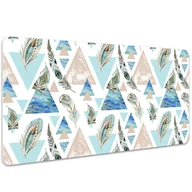 Podkładki na biurko - Mata ochronna na biurko Geometryczne trójkąty i pióra 100x50 cm - miniaturka - grafika 1