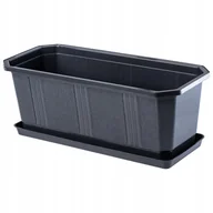 Donice - Doniczka balkonowa z podstawką Trani 40 cm, grafitowa - miniaturka - grafika 1