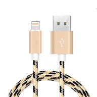 Kable USB - Kabel nylonowy 1m Usb Lightning złoty Quickcharge! - miniaturka - grafika 1