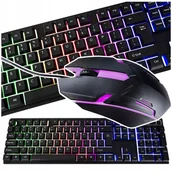 Zestawy myszka + klawiatura - KLAWIATURA DLA GRACZY GAMINGOWA PODŚWIETLANA LED ZESTAW + MYSZ MYSZKA USB O232 - miniaturka - grafika 1