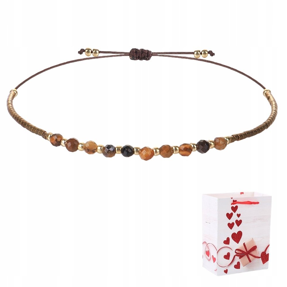 Bransoletka Koraliki Fasetki Miyuki Delica Kamień Naturalny Tygrysie Oko