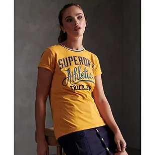 Superdry Damska koszulka Athletics JPN Ringer Entry Tee, żółty (Sporty Ochre Over Dyed Marl 3fb), XS - Koszulki i topy damskie - miniaturka - grafika 1