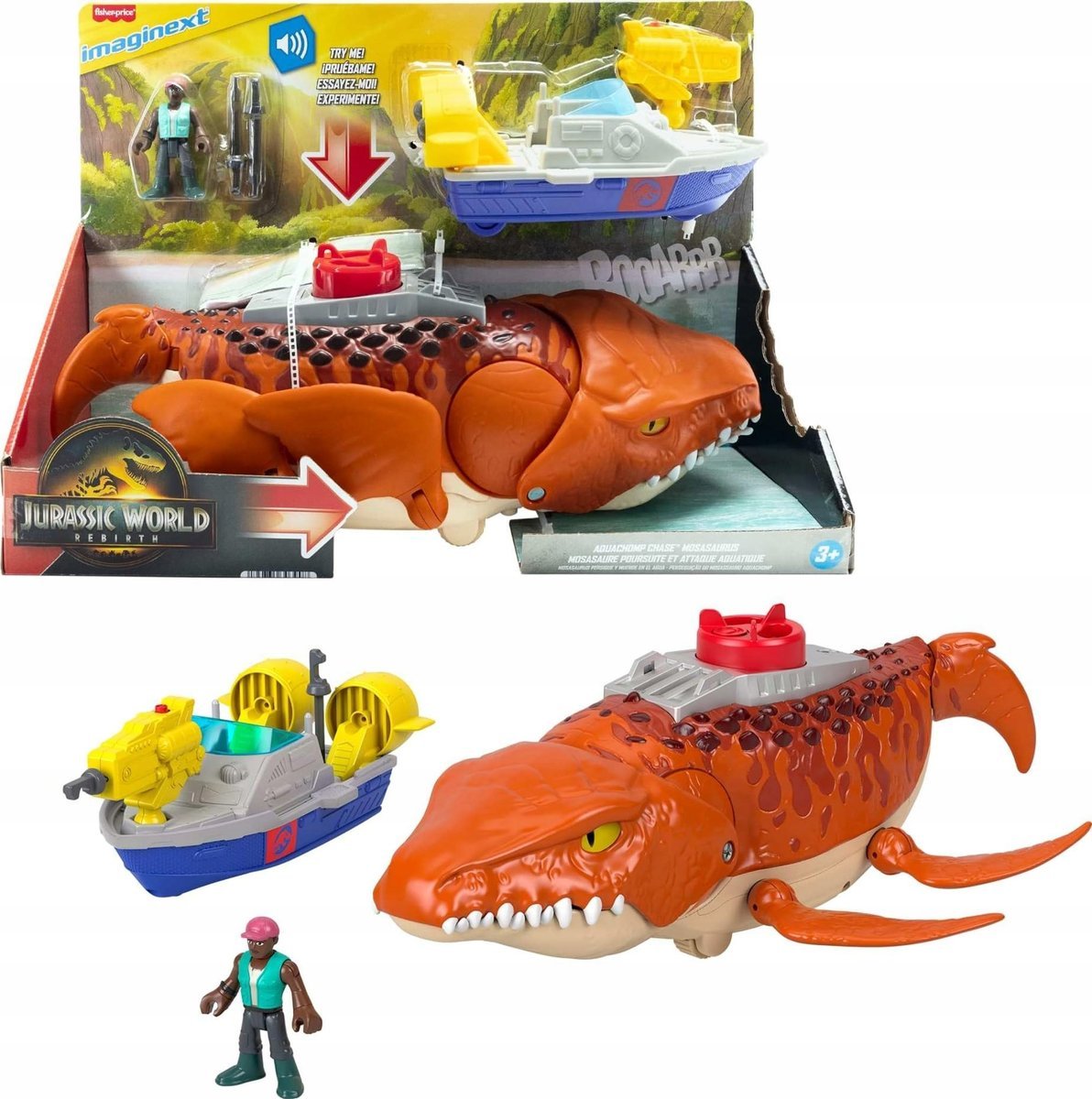 Fisher-Price Imaginext Jurassic World Rebirth Aquachomp Chase Mosasaurus 18