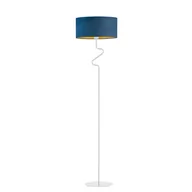 Lampy stojące - Nowoczesna Lampa Podłogowa Z Welurowym Abażurem Moroni Velur E27, Granatowy Ze Złotym Wnętrzem - miniaturka - grafika 1