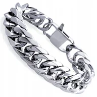 Bransoletki - Srebrna Bransoletka, PANCERKA Łańcuszek STAL, PUNK - miniaturka - grafika 1