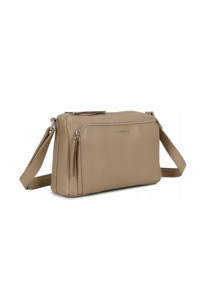 Modna Dwukomorowa Listonoszka Torebka Damska LUIGISANTO Ciemny Beż