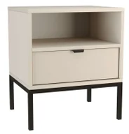 Szafki nocne - Beżowy stolik nocny na metalowych nóżkach kaszmir - Omeria - miniaturka - grafika 1