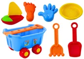 Zabawki do piasku - Zabawki Do Piasku Wózek Niebieski Grabki Łopatka Łódka 8 El - miniaturka - grafika 1