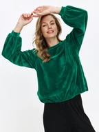 Bluzy damskie - Zielona welurowa bluza damska - miniaturka - grafika 1