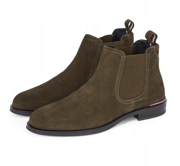 TOMMY HILFIGER SZTYBLETY MĘSKIE ZIELONE SKÓRZANE 42 26DA