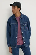 Koszule męskie - Tommy Jeans koszula jeansowa męska kolor granatowy relaxed z kołnierzykiem klasycznym - miniaturka - grafika 1