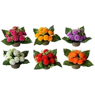 Sztuczne kwiaty - Stroik dekorowany w donicy 12 chryzantem mix - miniaturka - grafika 1