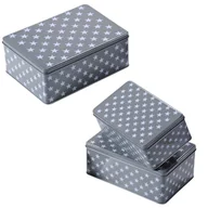 Pojemniki kuchenne - Kesper Puszki na ciastka 3 sztuki szare w białe gwiazdki 38282k - miniaturka - grafika 1