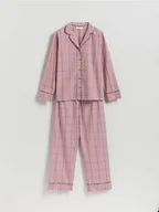 Moda i Uroda OUTLET - Reserved - Dwuczęściowa piżama w kratkę - pastelowy róż - miniaturka - grafika 1