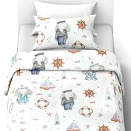 Pościel dla dzieci - Pościel antyalergiczna SENSE 120x200+1x40x60 100% BAWEŁNA Słoń Marynarz / Sense / - miniaturka - grafika 1
