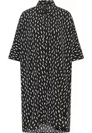 Sukienki - DreiMaster Klassik Damska sukienka koszulowa 31226337, czarna wełna biała, M, czarny wełniany biały, M - miniaturka - grafika 1