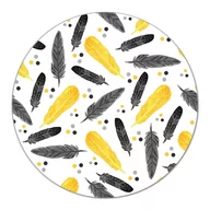 Deski do krojenia - Podkładka ze szkła dekor Czarne Złote Pióra fi40, Coloray - miniaturka - grafika 1