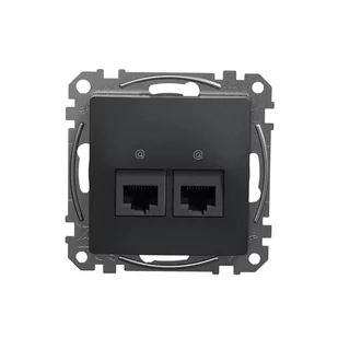 Gniazdo komputerowe podwójne RJ45 Schneider Sedna Design SDD114462 kategoria 6 UTP czarny antracyt Design  Elements - Gniazdka elektryczne - miniaturka - grafika 1