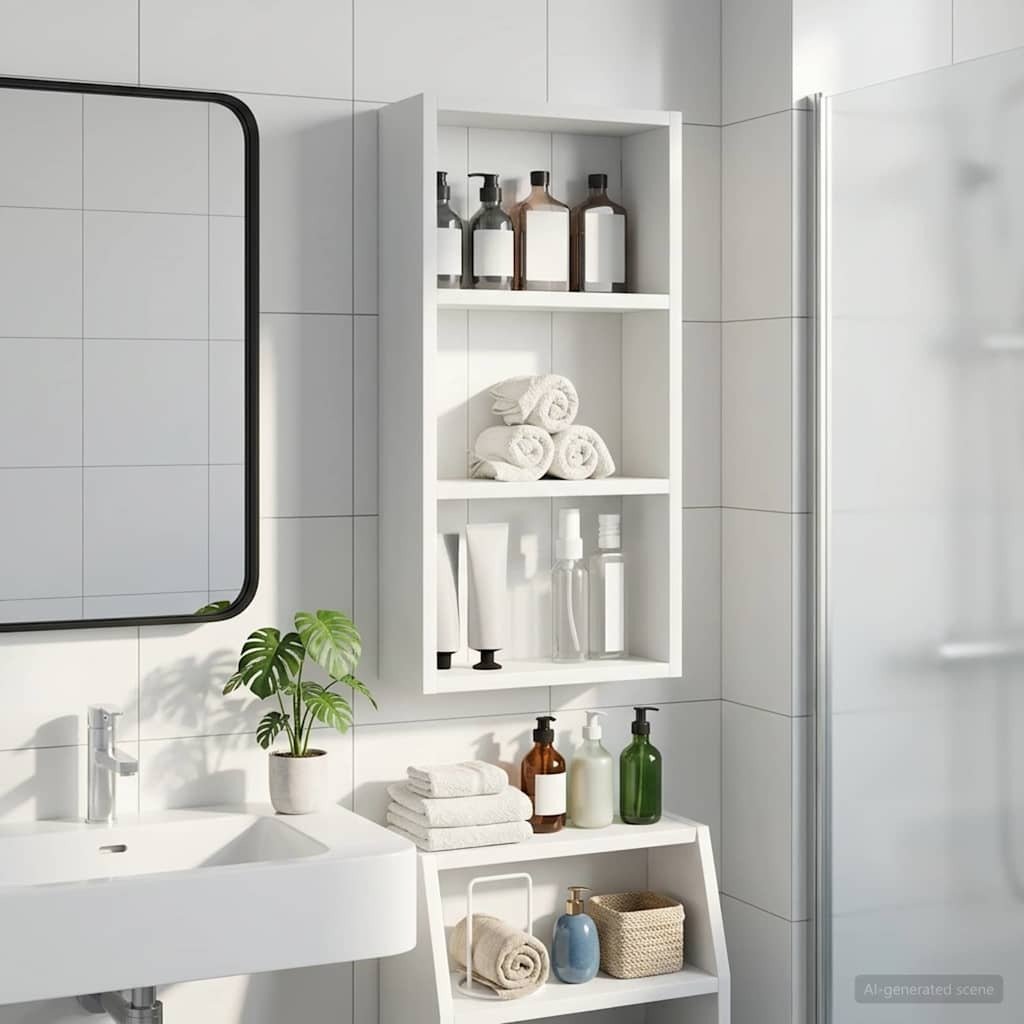 vidaXL vidaXL Szafka ścienna łazienkowa z półką Biały 30 x 10 x 60,5 cm