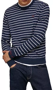 Pepe Jeans Sweter męski Andre Stripes, Niebieski (Dulwich), L - Swetry męskie - miniaturka - grafika 1