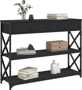 vidaXL Stolik konsolowy, czarny, 100x28x75 cm, materiał drewnopochodny - Konsole i sekretarzyki - miniaturka - grafika 1