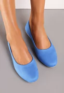 Baleriny - Niebieskie Klasyczne Balerinki z Ekozamszu z Okrągłym Noskiem Harneli - miniaturka - grafika 1