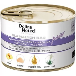 Dolina Noteci Premium Junior Bogata W Wątróbkę Z Królika Z Ozorami Z Jelenia 185 g x 12 sztuk - Mokra karma dla psów - miniaturka - grafika 1