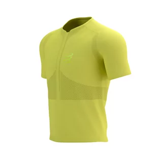Koszulki sportowe męskie - COMPRESSPORT Koszulka biegowa TRAIL HALF-ZIP FITTED SS TOP green sheen - grafika 1