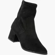 Botki damskie - Botki Damskie Ekozamsz Buty Na Klocku Wsuwane Klasyczne Czarne Jezzi Czarny 38 - miniaturka - grafika 1