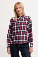 Koszule damskie - Pepe Jeans koszula bawełniana damska kolor bordowy regular ze stójką PL3051311 - miniaturka - grafika 1