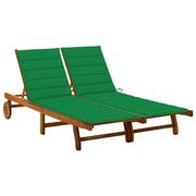 Leżaki ogrodowe - vidaXL Lumarko 2-osobowy leżak ogrodowy z poduszkami, lite drewno akacjowe 3061379 - miniaturka - grafika 1