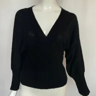 Swetry damskie - CZARNY SWETER DAMSKI POGRZEB ŻAŁOBA PROSTY OKAZJA - miniaturka - grafika 1