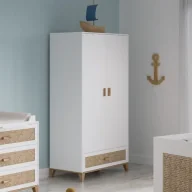 Szafy i szafki dla dzieci - Szafa biała z rattem Neige Nami - miniaturka - grafika 1