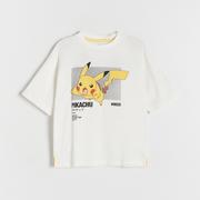 Koszulki dla chłopców - Reserved - T-shirt oversize Pokémon - Kremowy - miniaturka - grafika 1