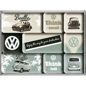Dekoracje domu - Nostalgic-Art 83054 zestaw magnesów dekoracyjnych z napisem Volkswagen VW Think Tall Think Small, 9 elementów, produkt niedostępny w polskiej wersji językowej 83054 - miniaturka - grafika 1